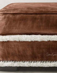 Austin Brown Benchmade Aniline Leather Ottoman With Shearing Trim - Uptown Sebastian