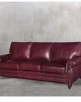 Burgundy Leather Sofa 3 Seater Leather Couch American Made - Uptown Sebastian