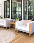 Lloyd Flanders Catalina Wicker Lounge Chairs Set Teak Accent Table
