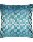 Cubit Aqua Plaid Check Blue Mist Large Throw Pillow With Insert - Uptown Sebastian