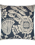 Dauphine Floral Ivory Navy Large Throw Pillow With Insert - Uptown Sebastian