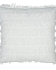 Frangia Solid Textured Glam White Large Throw Pillow With Insert - Uptown Sebastian