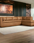 Goldenrod Nubuck Leather Sectional With Chaise Made to Order - Uptown Sebastian