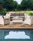 Hamptons Outdoor Wicker 6 PC Sofa Set With Chairs and Tables - Uptown Sebastian