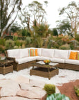 Lloyd Flanders Hamptons Outdoor Wicker L-Shaped Sectional With Tables
