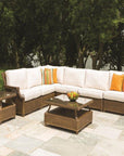 Lloyd Flanders Hamptons Outdoor Wicker L-Shaped Sectional With Tables