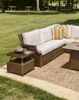 Lloyd Flanders Hamptons Outdoor Wicker L-Shaped Sectional With Tables