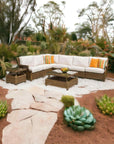 Lloyd Flanders Hamptons Outdoor Wicker Sectional Lounge Set Chair