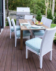 Hamptons Teak Extendable Dining Table Set with Wicker Dining Chairs - Uptown Sebastian