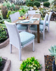 Hamptons Teak Extendable Dining Table Set with Wicker Dining Chairs - Uptown Sebastian