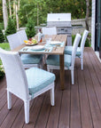 Hamptons Teak Extendable Dining Table Set with Wicker Dining Chairs - Uptown Sebastian