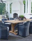 Weekend Retreat Teak Dining Table Set With Wicker Dining Chairs For 8 - Uptown Sebastian