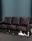 Western Style Leather & Hair On Hide Sofa Dark Brown Marshal - Uptown Sebastian