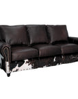 Western Style Leather & Hair On Hide Sofa Dark Brown Marshal - Uptown Sebastian