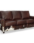 Western Style Leather & Hair On Hide Sofa Whiskey Brown Marshal - Uptown Sebastian