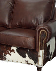 Western Style Leather & Hair On Hide Sofa Whiskey Brown Marshal - Uptown Sebastian