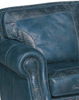 Western Style Leather Couch With Blue Alligator Embossed Leather - Uptown Sebastian
