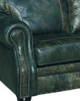 Western Style Leather Couch With Green Teal Alligator Embossed Leather - Uptown Sebastian