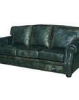 Western Style Leather Couch With Green Teal Alligator Embossed Leather - Uptown Sebastian