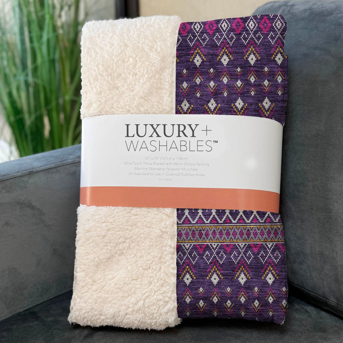 Lazy Rivers Purple Washable Indoor-Outdoor Rug