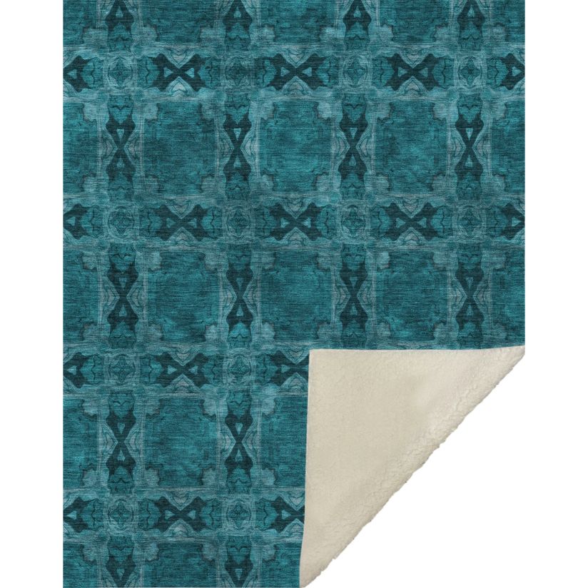 Panel Teal Washable Indoor-Outdoor Rug