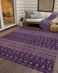 Lazy Rivers Purple Indoor-Outdoor Rug with Matching Throw -- purple