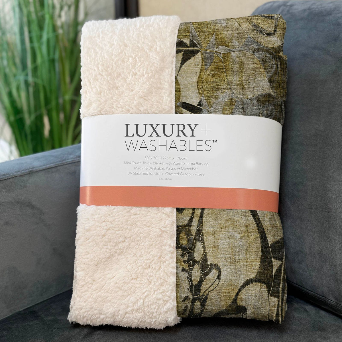 Floral Brown Washable Indoor-Outdoor Rug