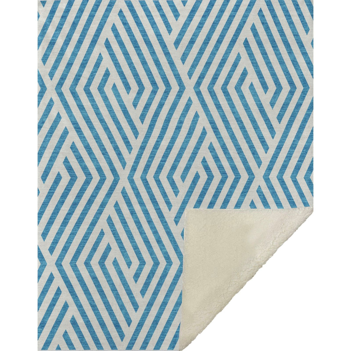 Geometric Teal Washable Indoor-Outdoor Rug
