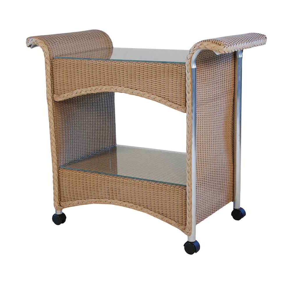 Lloyd Flanders Loom Wicker Outdoor Castered Bar Cart