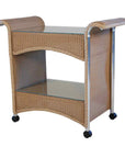 Lloyd Flanders Loom Wicker Outdoor Castered Bar Cart