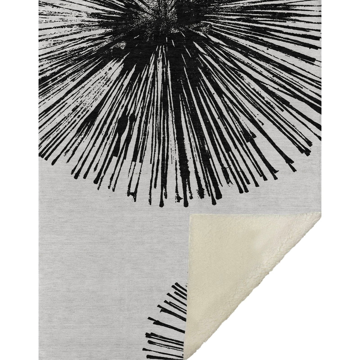 Circles Black Washable Indoor-Outdoor Rug
