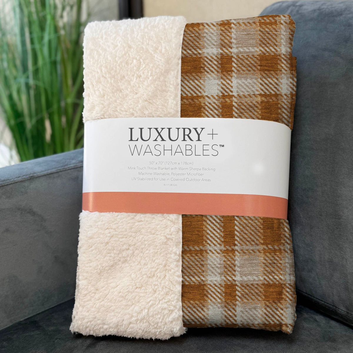 Still Bloom Orange Washable Indoor-Outdoor Rug