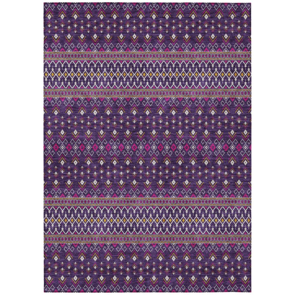 Lazy Rivers Purple Washable Indoor-Outdoor Rug