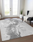 Serenza Gray Washable Indoor-Outdoor Rug -- gray