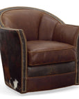 Texas Love Leather on Hide Western Swivel Club Chair