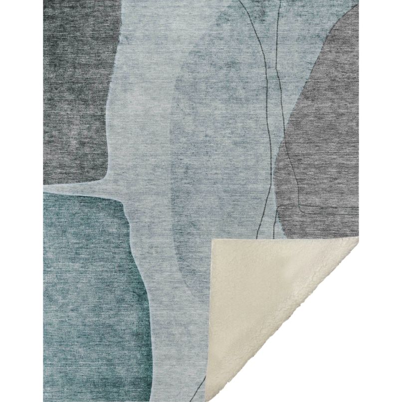 Modern Teal Washable Indoor-Outdoor Rug