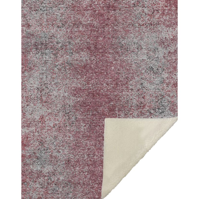 Vintage Red Washable Indoor-Outdoor Rug