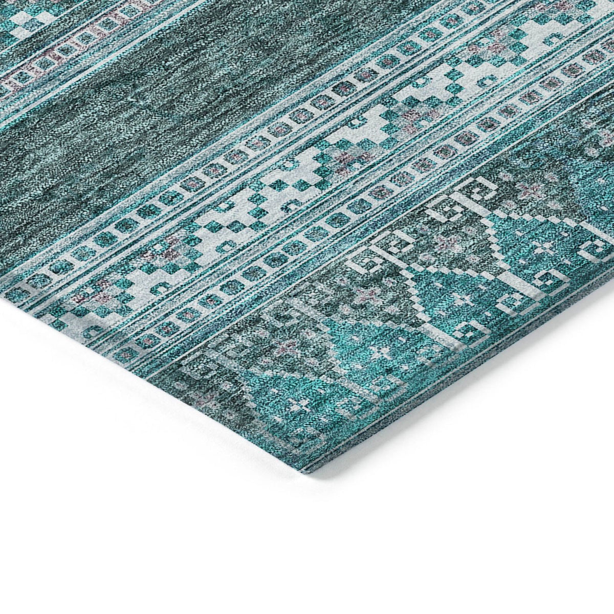 Southwest Teal Washable Indoor-Outdoor Rug
