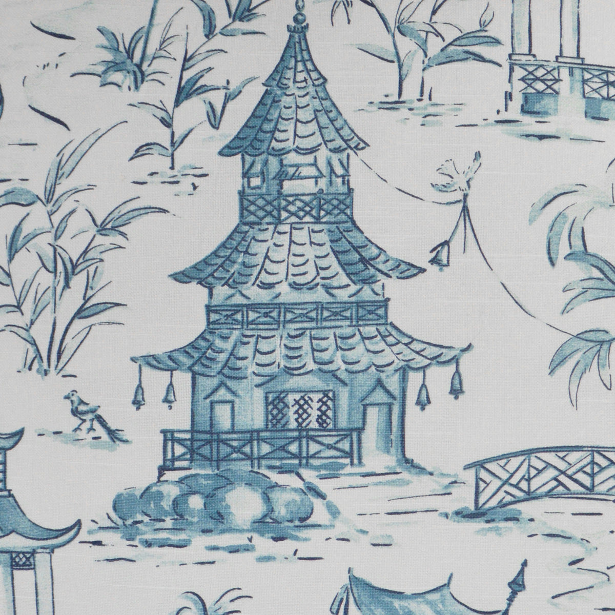 D.V. Kap Pagodas Blue Throw Pillow With Insert
