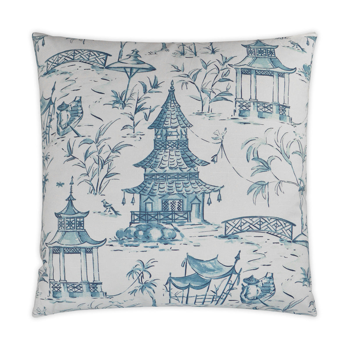 D.V. Kap Pagodas Blue Throw Pillow With Insert