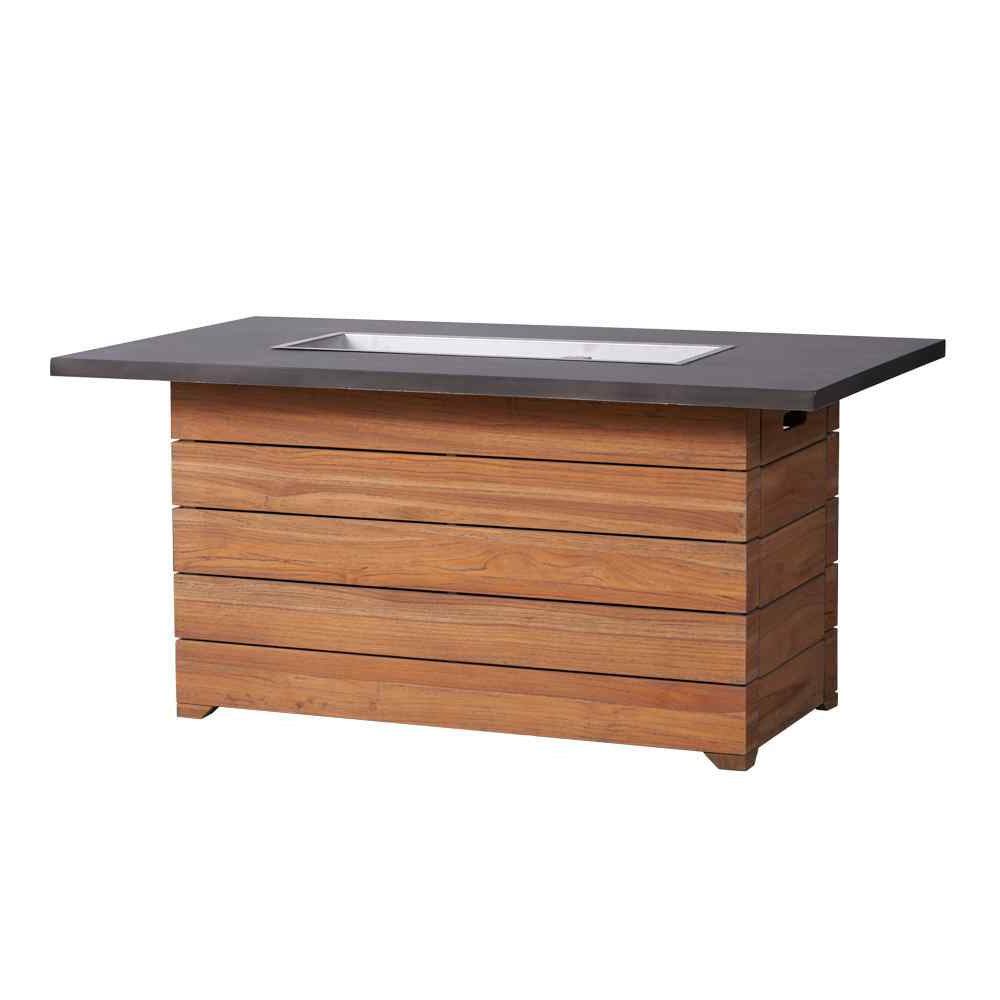 Lloyd Flanders Teak Outdoor Fire Table with Faux Concrete Top