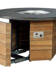 Lloyd Flanders Teak Outdoor Fire Table with Round Faux Concrete Top