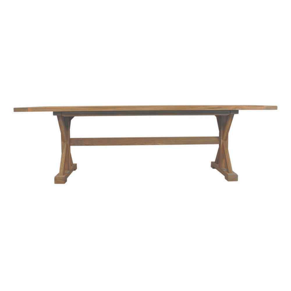 Lloyd Flanders Teak Rectangular Trestle Base Outdoor Dining Table