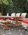 Teak Rectangular Trestle Base Outdoor Dining Table