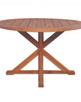 Lloyd Flanders Teak Round Cross Base Outdoor Dining Table
