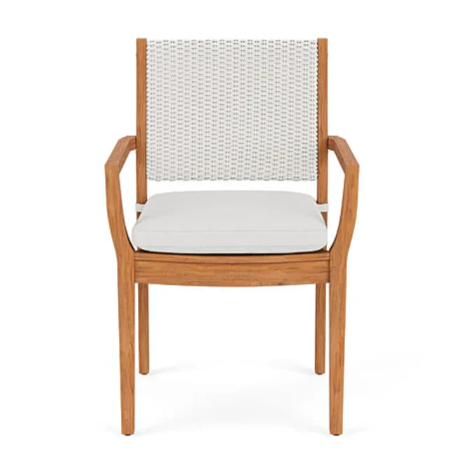 Lloyd Flanders Loom Loom Back Teak Outdoor Dining Armchair