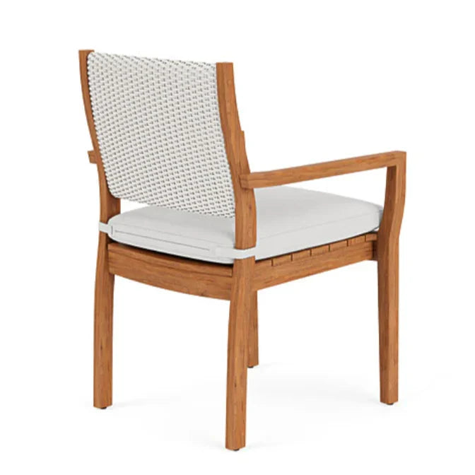 Lloyd Flanders Loom Loom Back Teak Outdoor Dining Armchair