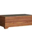 Teak Outdoor Cocktail Table with Faux Concrete Inset