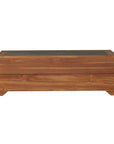 Lloyd Flanders Teak Outdoor Cocktail Table with Faux Concrete Inset