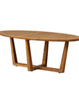 Lloyd Flanders Teak Oval Sled Base Outdoor Cocktail Table